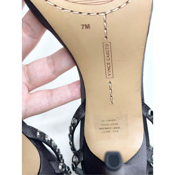 Vince Camuto Sandals Womens Size 7 Charcoal Ankle Strap High Heel - Picture 8 of 9